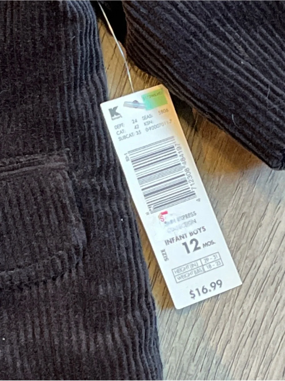 Wonderkids Black Corduroy Blazer Jacket for Kids 12 months